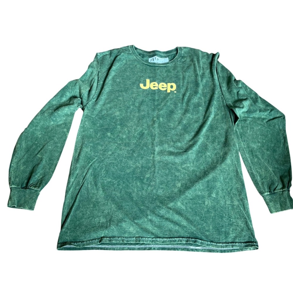 Jeep Spirit 1941 Green Acid Wash Long Sleeve Graphic Tee Shirt Small Laredo CJ